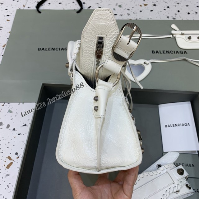 Balenciaga專櫃爆款油蠟白銀扣手提女包 638515 巴黎世家Neo cagole機車包 fyj2009